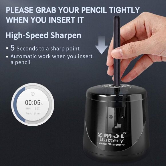 Battery Operated Electric Pencil Sharpener, Quick Sharpener Pencil Sharpener, Po - Picture 4 of 7